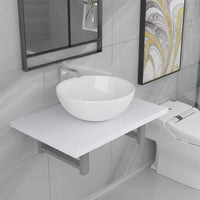 Set Mobili da Bagno 2 pz Ceramica Bianco 279341