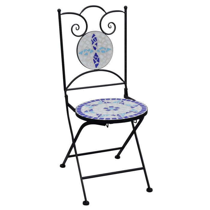 Set Bistrò 3 pz con Mosaico in Ceramica Blu e Bianco 279413