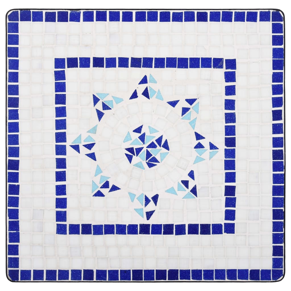 Set Bistrò 3 pz con Mosaico in Ceramica Blu e Bianco 279413