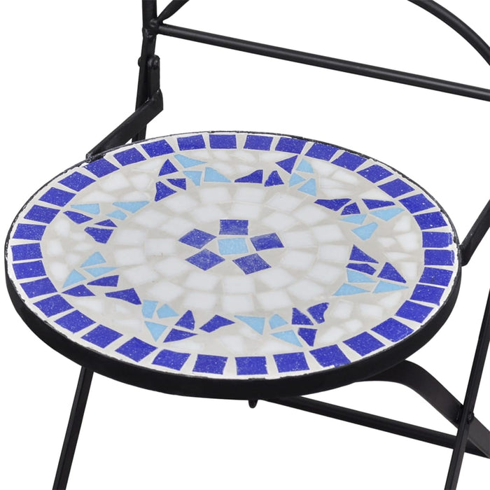 Set Bistrò 3 pz con Mosaico in Ceramica Blu e Bianco 279413