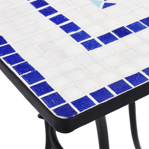 Set Bistrò 3 pz con Mosaico in Ceramica Blu e Bianco 279413