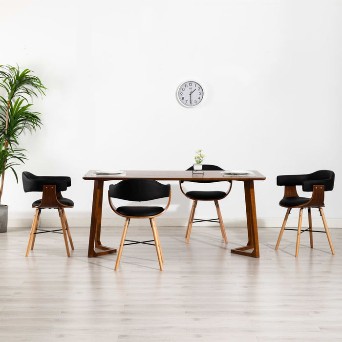 Sedie da Pranzo 4 pz Nere in Similpelle e Legno Curvato cod mxl 29630