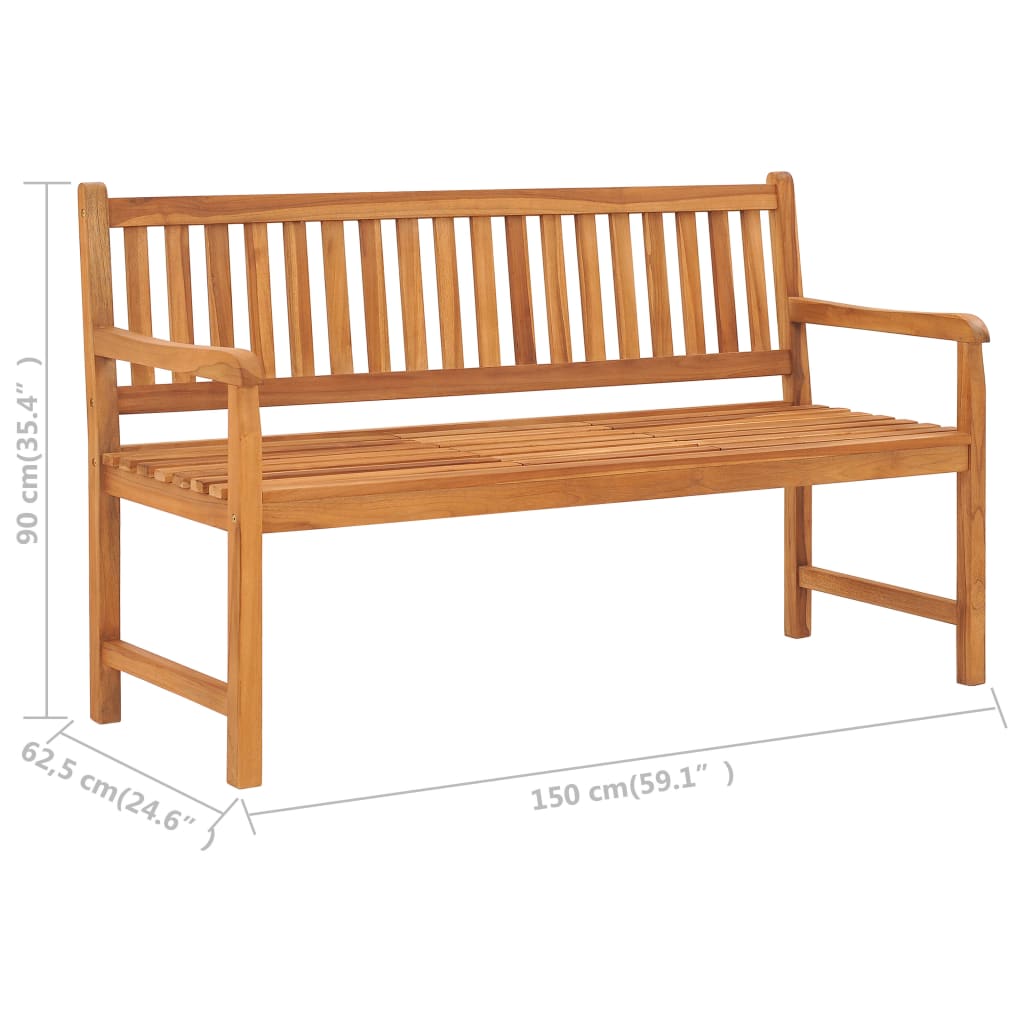 Panca Giardino 3 Posti con Tavolino 150 cm Legno Massello Teak