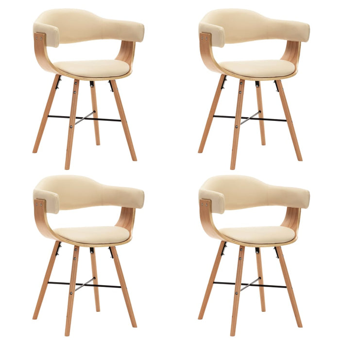 Sedie da Pranzo 4 pz Crema in Similpelle e Legno Curvato cod mxl 16231