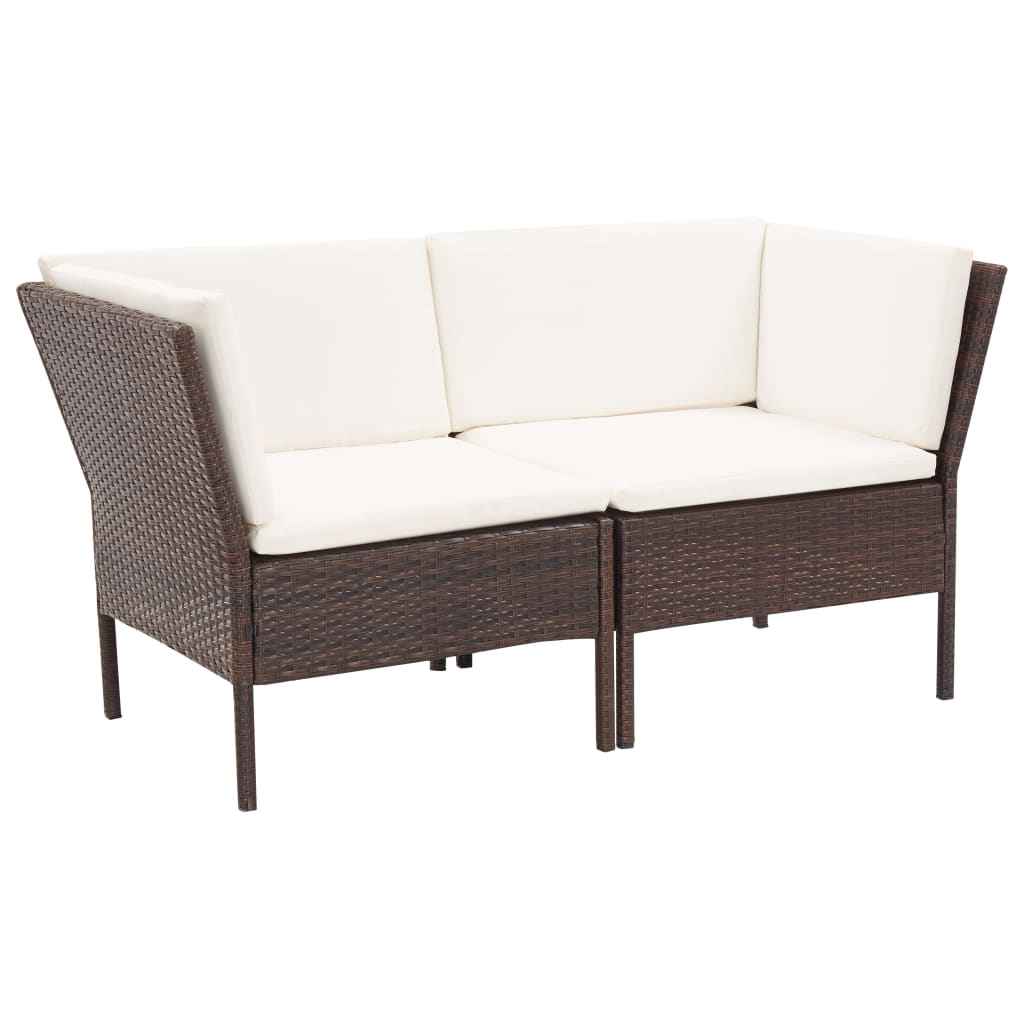 Set Divani da Giardino 6 pz con Cuscini in Polyrattan Marrone 48947