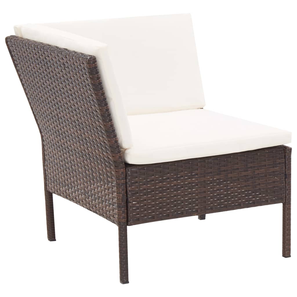 Set Divani da Giardino 6 pz con Cuscini in Polyrattan Marrone 48947