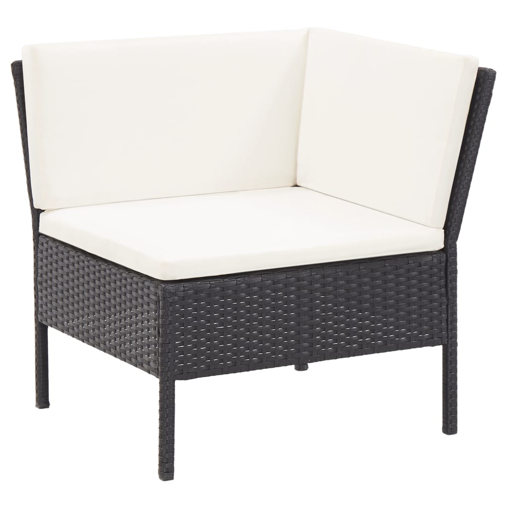 Set Divani da Giardino 6 pz con Cuscini in Polyrattan Nero 48948