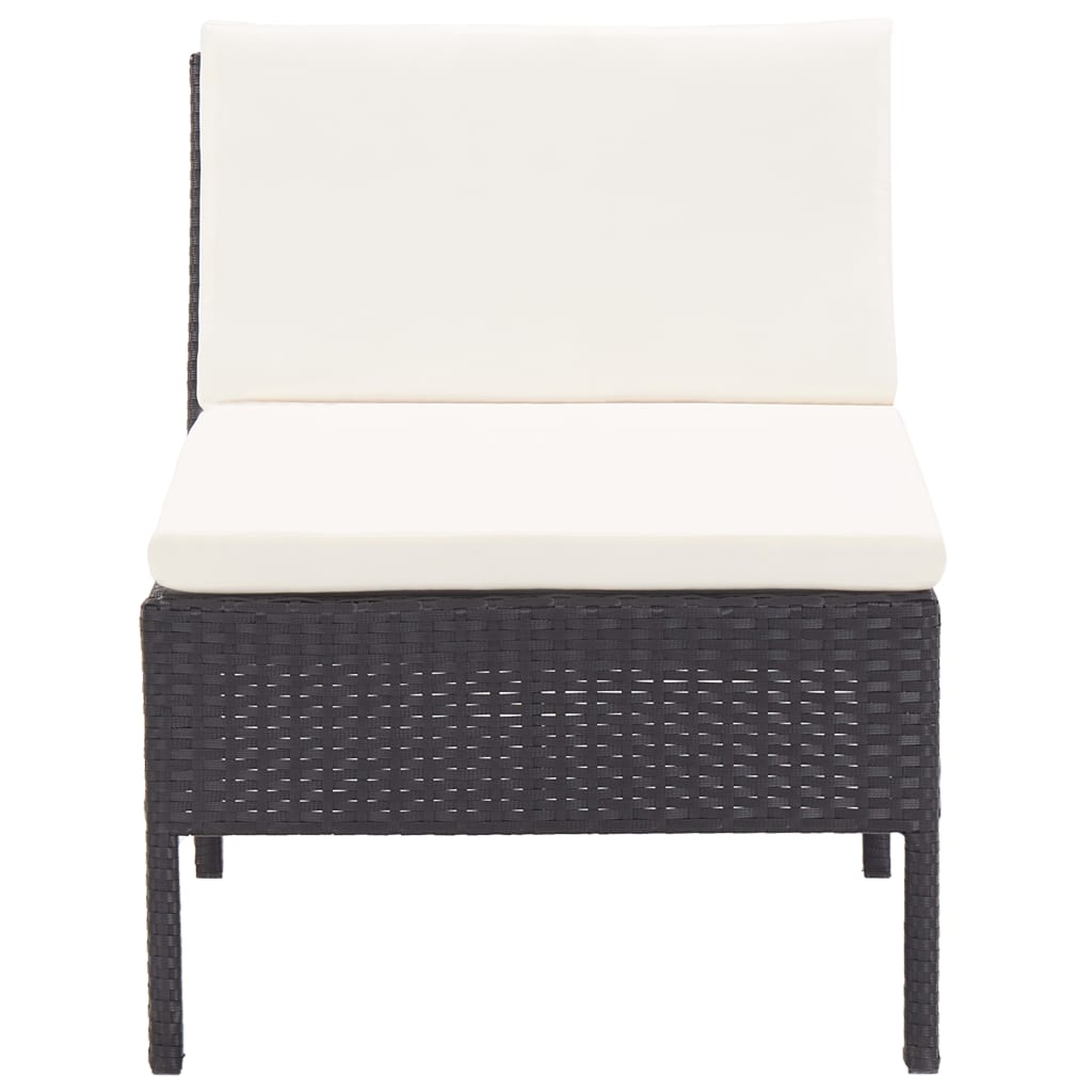 Set Divani da Giardino 6 pz con Cuscini in Polyrattan Nero 48948