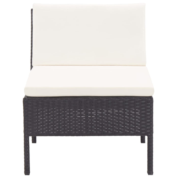 Set Divani da Giardino 6 pz con Cuscini in Polyrattan Nero 48948