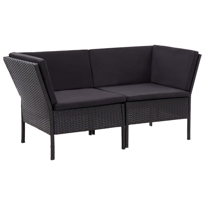 Set Divani da Giardino 6 pz con Cuscini in Polyrattan Nero 48949