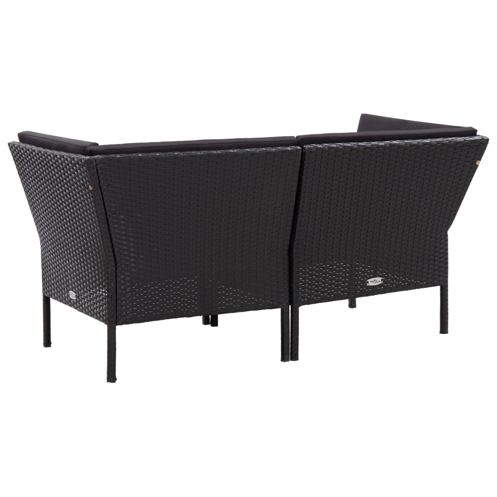 Set Divani da Giardino 6 pz con Cuscini in Polyrattan Nero 48949