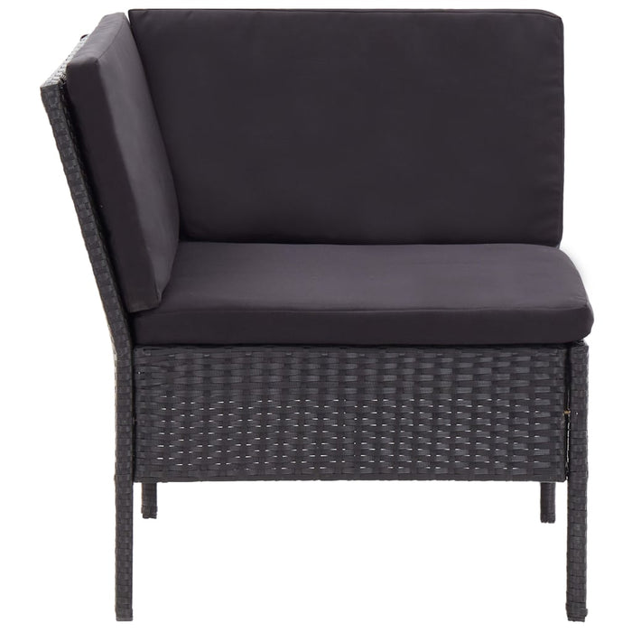 Set Divani da Giardino 6 pz con Cuscini in Polyrattan Nero 48949