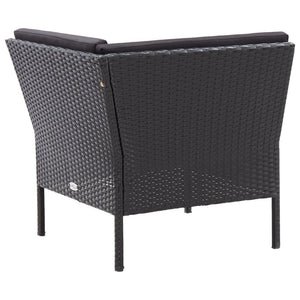 Set Divani da Giardino 6 pz con Cuscini in Polyrattan Nero 48949