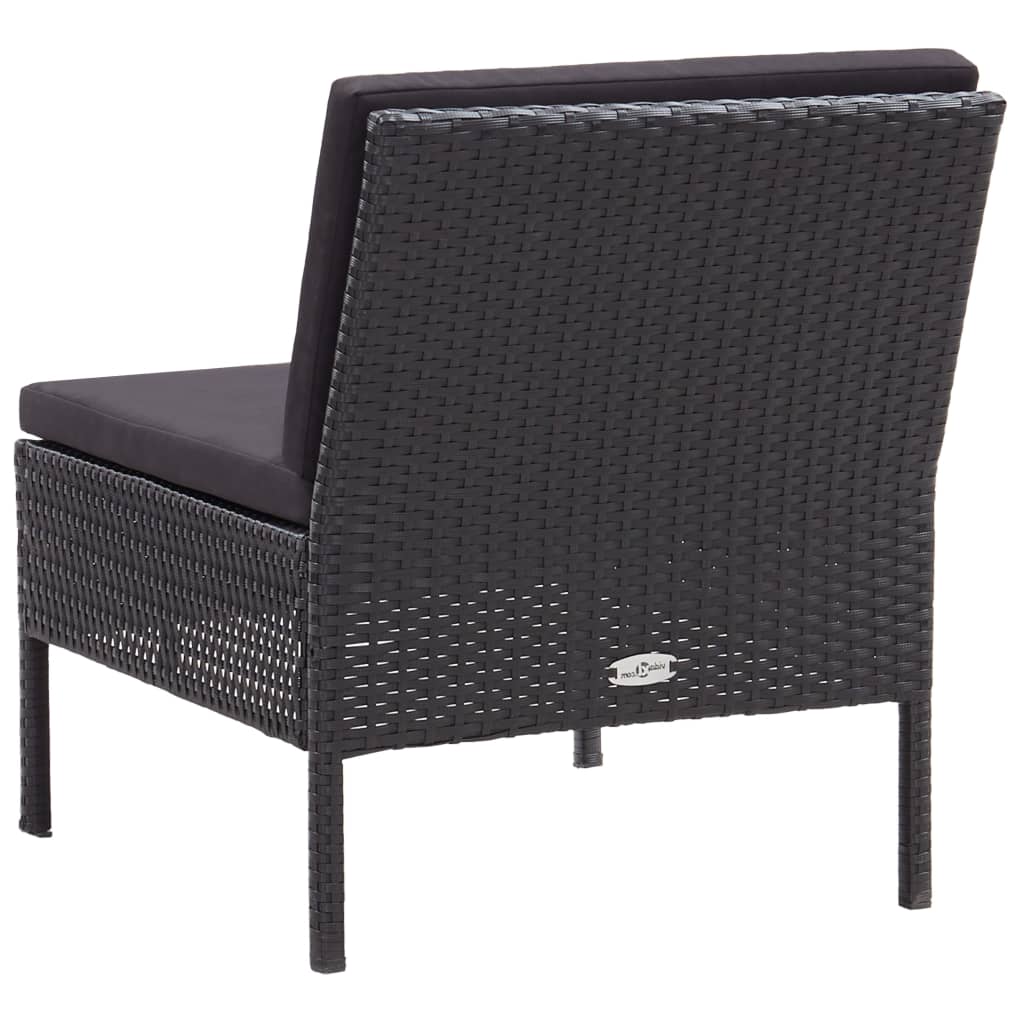 Set Divani da Giardino 6 pz con Cuscini in Polyrattan Nero 48949