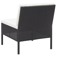 Set Divani da Giardino 3 pz con Cuscini in Polyrattan Nero 48956