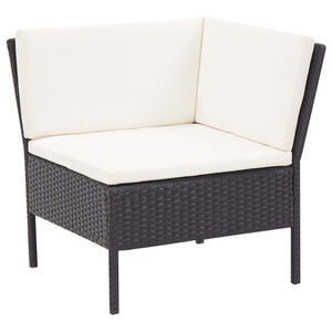 Set Divani da Giardino 3 pz con Cuscini in Polyrattan Nero 48960