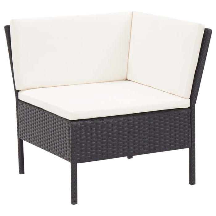 Set Divani da Giardino 3 pz con Cuscini in Polyrattan Nero 48960