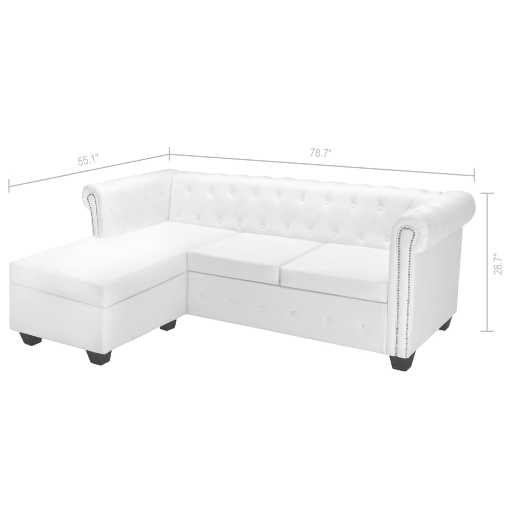 vidaXL Divano Chesterfield a L in pelle artificiale bianca