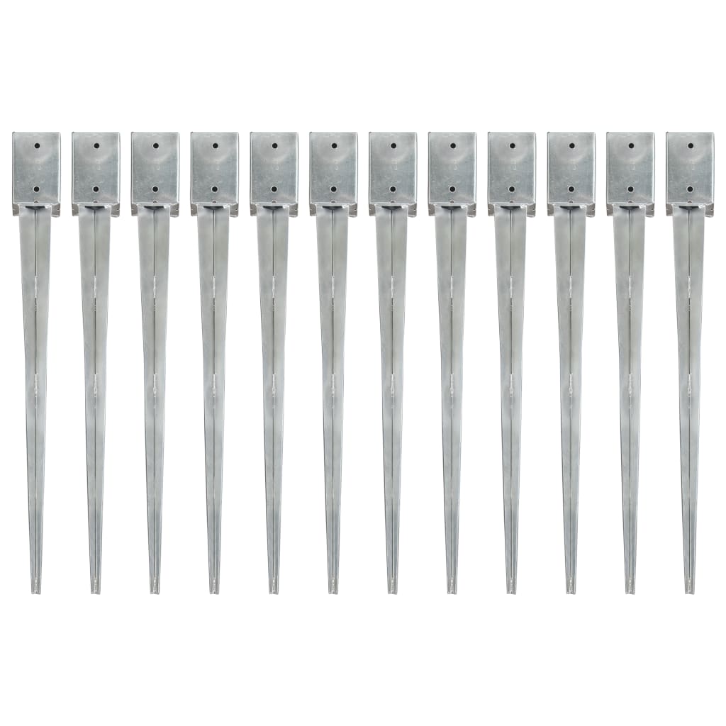 Picchetti di Terra 12 pz Argento 9x9x90 cm in Acciaio Zincato cod mxl 69367