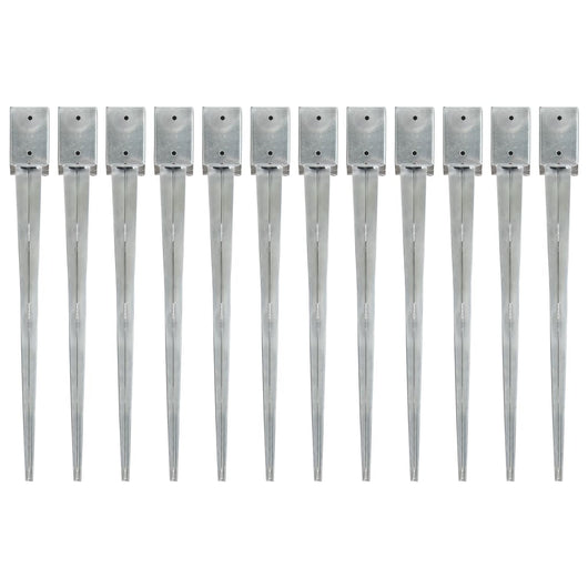 Picchetti di Terra 12 pz Argento 9x9x90 cm in Acciaio Zincato cod mxl 69367