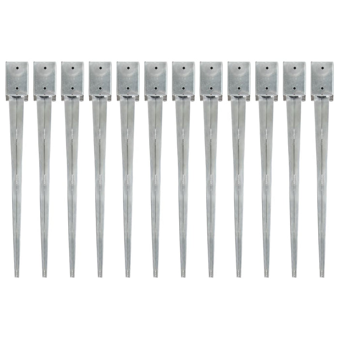 Picchetti di Terra 12 pz Argento 9x9x90 cm in Acciaio Zincato cod mxl 69367