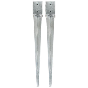 Picchetti di Terra 2 pz Argento 10x10x91 cm in Acciaio Zincato