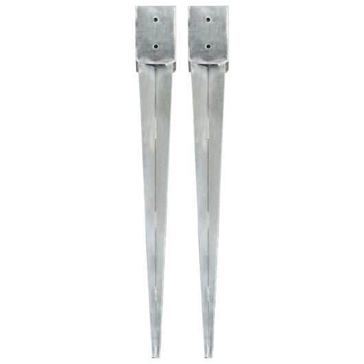 Picchetti di Terra 2 pz Argento 10x10x91 cm in Acciaio Zincato