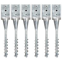 Picchetti di Terra 6 pz Argento 9x9x56 cm in Acciaio Zincato