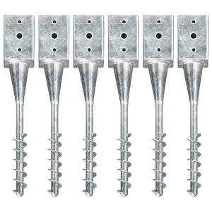 Picchetti di Terra 6 pz Argento 9x9x56 cm in Acciaio Zincato