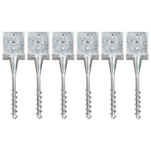 Picchetti di Terra 6 pz Argento 14x14x58 cm in Acciaio Zincato