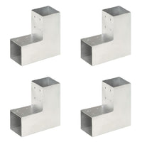 Connettori per Pali a Forma di L 4 pz Metallo Zincato 81x81 mm cod mxl 56354