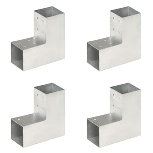 Connettori per Pali a Forma di L 4 pz Metallo Zincato 81x81 mm cod mxl 56354