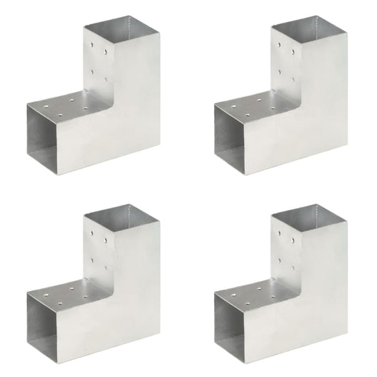 Connettori per Pali a Forma di L 4 pz Metallo Zincato 81x81 mm cod mxl 56354