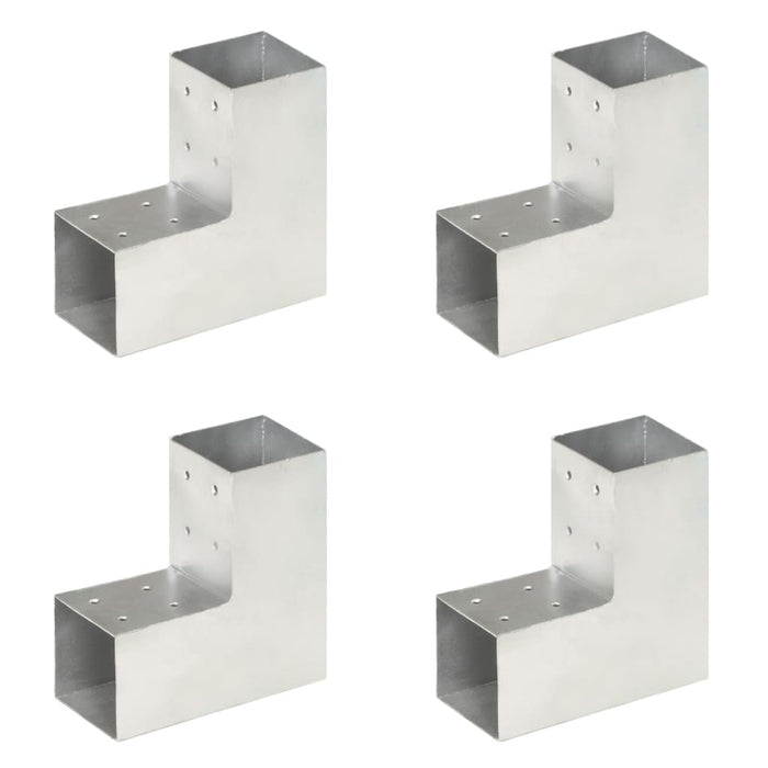 Connettori per Pali a Forma di L 4 pz Metallo Zincato 81x81 mm cod mxl 56354