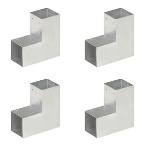 Connettori per Pali a Forma di L 4 pz Metallo Zincato 91x91 mm cod mxl 58382