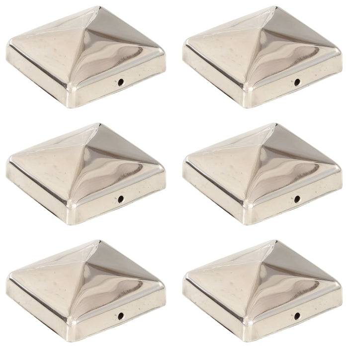 Tappi per Pali a Piramide 6 pz in Acciaio Inox 71x71 mm