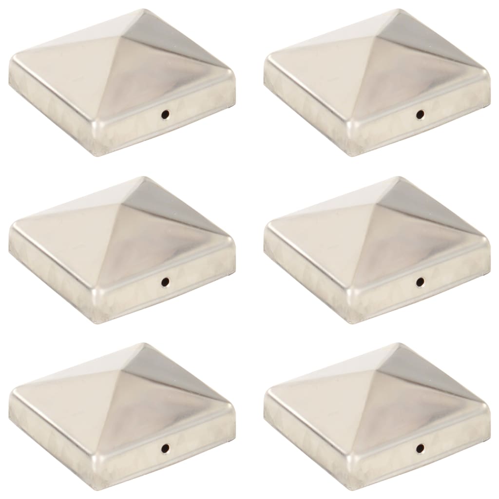 Tappi per Pali a Piramide 6 pz in Acciaio Inox 81x81 mm