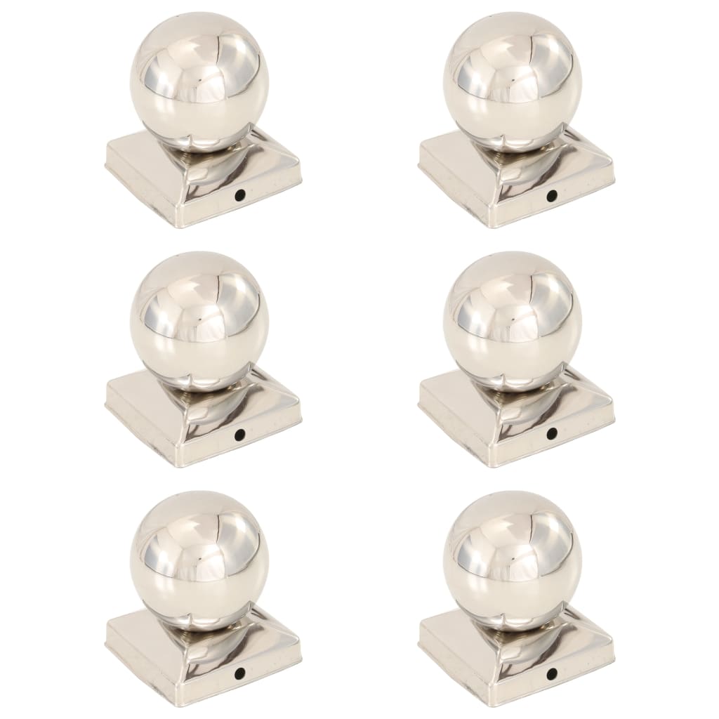 Tappi per Pali 6 pz EstremitÃ  a Globo in Acciaio Inox 91x91 mm