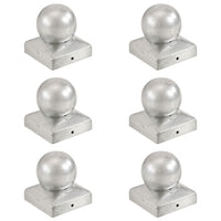 Tappi per Pali 6 pz EstremitÃ  a Globo Metallo Zincato 71x71 mm cod mxl 68730