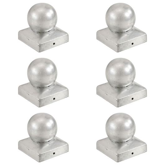 Tappi per Pali 6 pz EstremitÃ  a Globo Metallo Zincato 71x71 mm cod mxl 68730