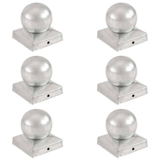 Tappi per Pali 6 pz Estremità a Globo Metallo Zincato 91x91 mm