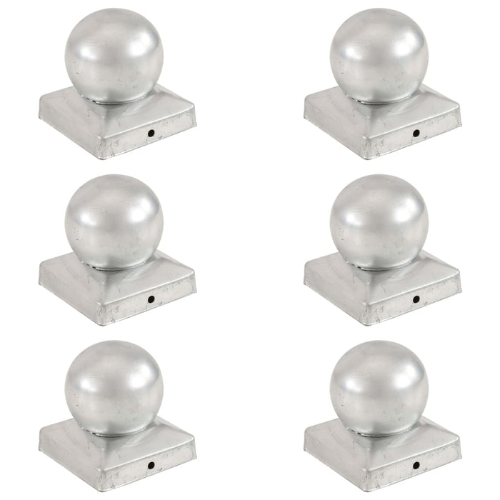 Tappi per Pali 6 pz Estremità a Globo Metallo Zincato 91x91 mm