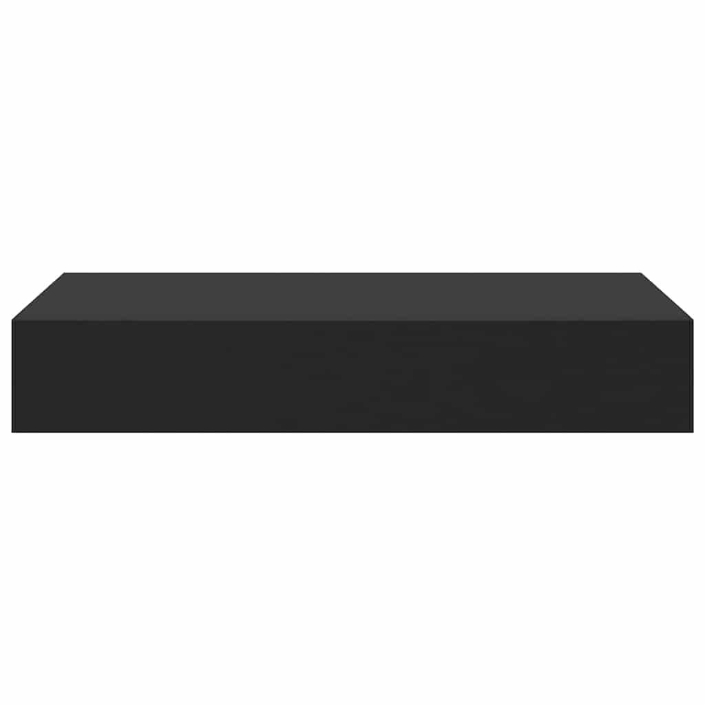 Mensola a Muro Galleggiante con Cassetto Nera 48x25x8 cm cod mxl 33510