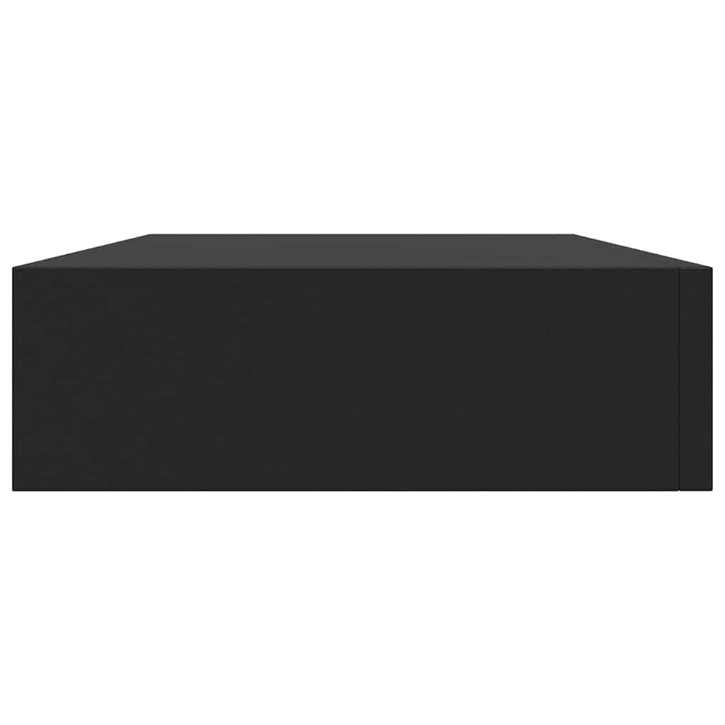 Mensola a Muro Galleggiante con Cassetto Nera 48x25x8 cm cod mxl 33510