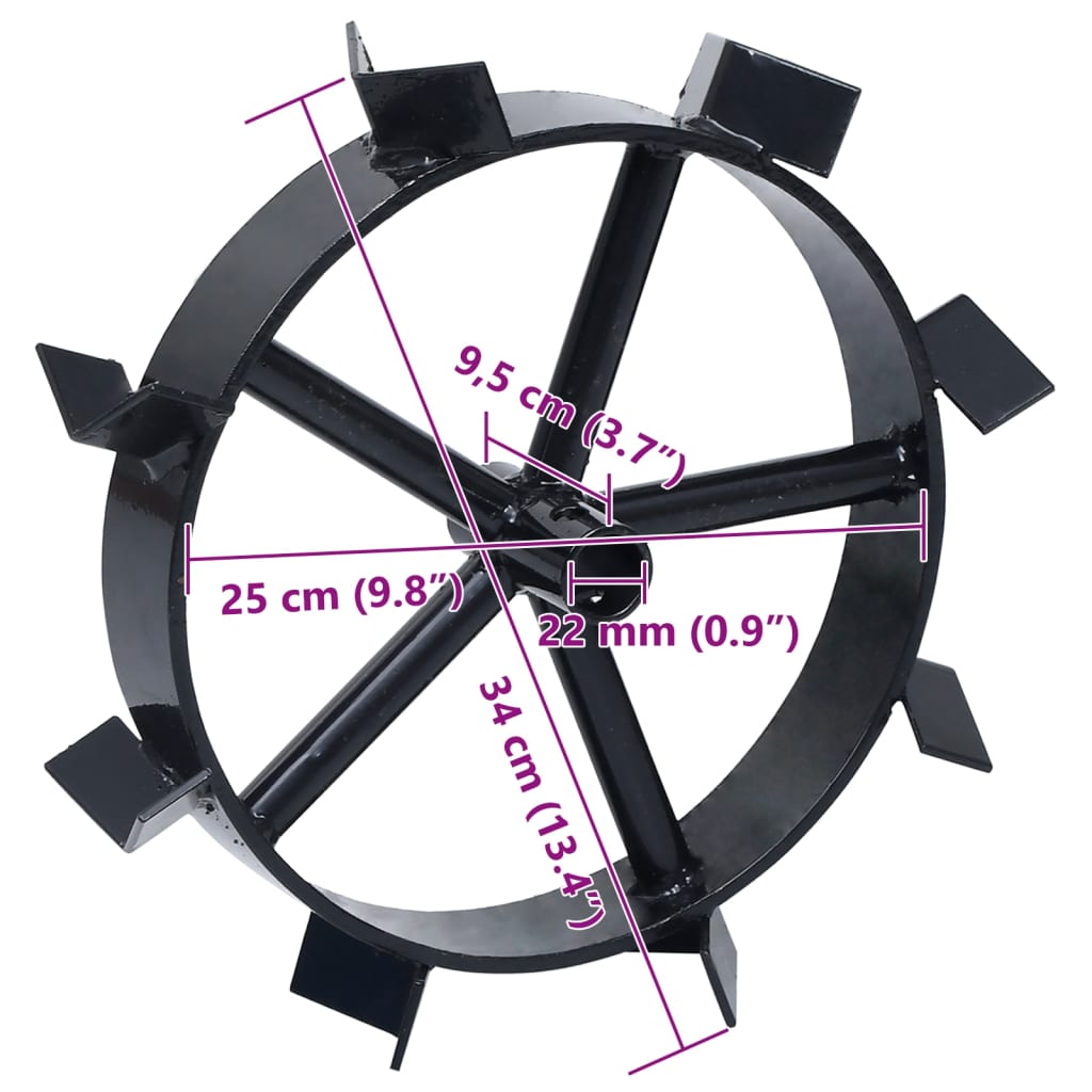 Ruote in Metallo per Motozappa a Benzina 6,5 HP 2 pz 146268