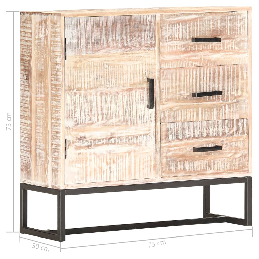 Credenza Bianca 73x30x75 cm in Legno Massello di Acacia 287327