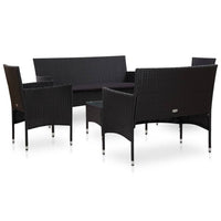 Set Divani da Giardino 5 pz con Cuscini in Polyrattan Nero 45895