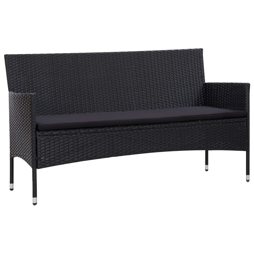 Set Divani da Giardino 5 pz con Cuscini in Polyrattan Nero 45895
