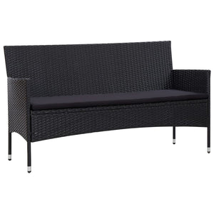 Set Divani da Giardino 5 pz con Cuscini in Polyrattan Nero 45895