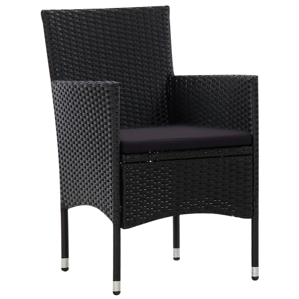 Set Divani da Giardino 5 pz con Cuscini in Polyrattan Nero 45895